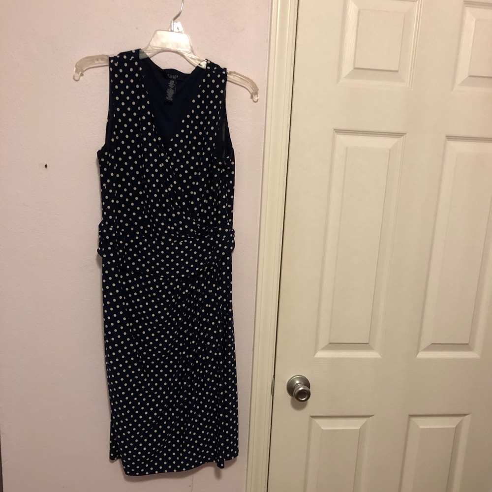 🦃 2/$20 🦃 | Chaps | Navy blue dress with white polka dots